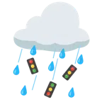 Wolke mit Regen + vertikale Verkehrsampel
