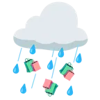 Wolke mit Regen + Einkaufstüten