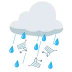 Wolke mit Regen + Einkaufswagen