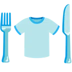 จานพร้อมส้อมและมีด + เสื้อยืด