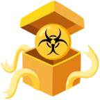 regalo + simbolo del rischio biologico