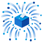 fuochi d’artificio + urna elettorale con scheda