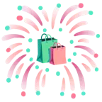fuochi d’artificio + borse della spesa