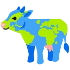 Kuhgesicht + Globus mit Europa und Afrika