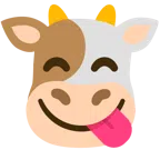 Kuhgesicht + sich die Lippen leckendes Gesicht