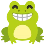 Frosch + strahlendes Gesicht mit lachenden Augen