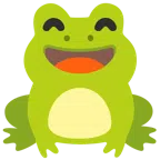 Frosch + grinsendes Gesicht mit lachenden Augen