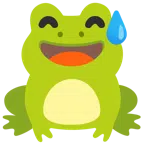 Frosch + grinsendes Gesicht mit Schweißtropfen