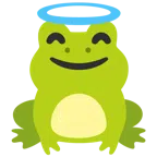 Frosch + lächelndes Gesicht mit Heiligenschein