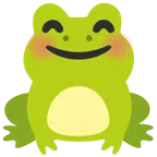 Frosch + lächelndes Gesicht mit lachenden Augen