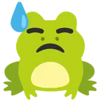 Frosch + bedrücktes Gesicht mit Schweiß