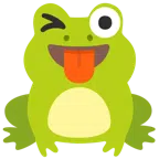 Frosch + zwinkerndes Gesicht mit herausgestreckter Zunge