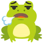 Frosch + Gesicht, das ausatmet
