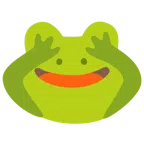Frosch + sich die Augen zuhaltendes Affengesicht