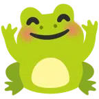 Frosch + Gesicht mit umarmenden Händen