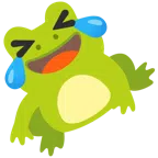 Frosch + sich vor Lachen auf dem Boden wälzen