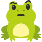 Frosch + Gesicht mit hochgezogenen Augenbrauen