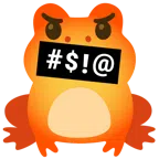 Frosch + Gesicht mit Symbolen über dem Mund