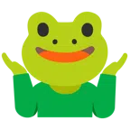 Frosch + schulterzuckende Person