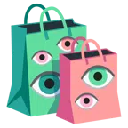 ojo + bolsas de compras