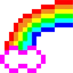 Computerspiel-Monster + Regenbogen