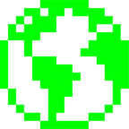 Computerspiel-Monster + Globus mit Europa und Afrika
