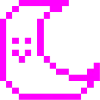 Computerspiel-Monster + Mondsichel mit Gesicht rechts