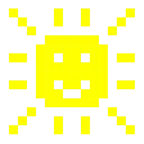 Computerspiel-Monster + Sonne mit Gesicht