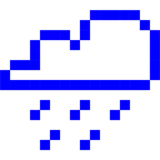 Computerspiel-Monster + Wolke mit Regen