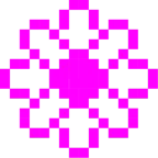 Computerspiel-Monster + gelbe Blüte
