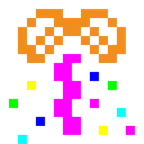 Computerspiel-Monster + Konfettiball