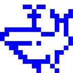 Computerspiel-Monster + blasender Wal