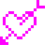 Computerspiel-Monster + Herz mit Pfeil
