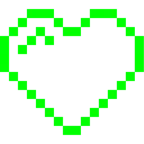 Computerspiel-Monster + grünes Herz
