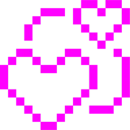 Computerspiel-Monster + kreisende Herzen