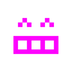 Computerspiel-Monster + strahlendes Gesicht mit lachenden Augen