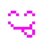 Computerspiel-Monster + sich die Lippen leckendes Gesicht