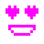 Computerspiel-Monster + lächelndes Gesicht mit herzförmigen Augen