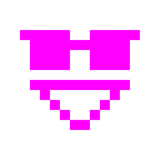 Computerspiel-Monster + lächelndes Gesicht mit Sonnenbrille
