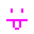 Computerspiel-Monster + Gesicht mit herausgestreckter Zunge