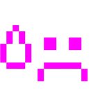 Computerspiel-Monster + trauriges aber erleichtertes Gesicht
