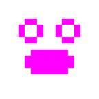 Computerspiel-Monster + Gesicht mit offenem Mund
