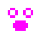 Computerspiel-Monster + verdutztes Gesicht