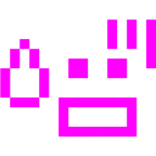 Computerspiel-Monster + besorgtes Gesicht mit Schweißtropfen