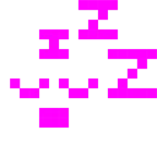 Computerspiel-Monster + schlafendes Gesicht