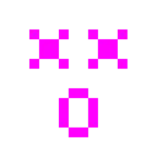 Computerspiel-Monster + benommenes Gesicht