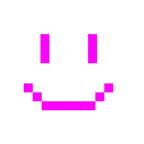Computerspiel-Monster + leicht lächelndes Gesicht