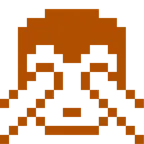 Computerspiel-Monster + sich die Augen zuhaltendes Affengesicht