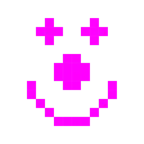 Computerspiel-Monster + Clown-Gesicht