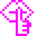 Computerspiel-Monster + ermahnendes Gesicht